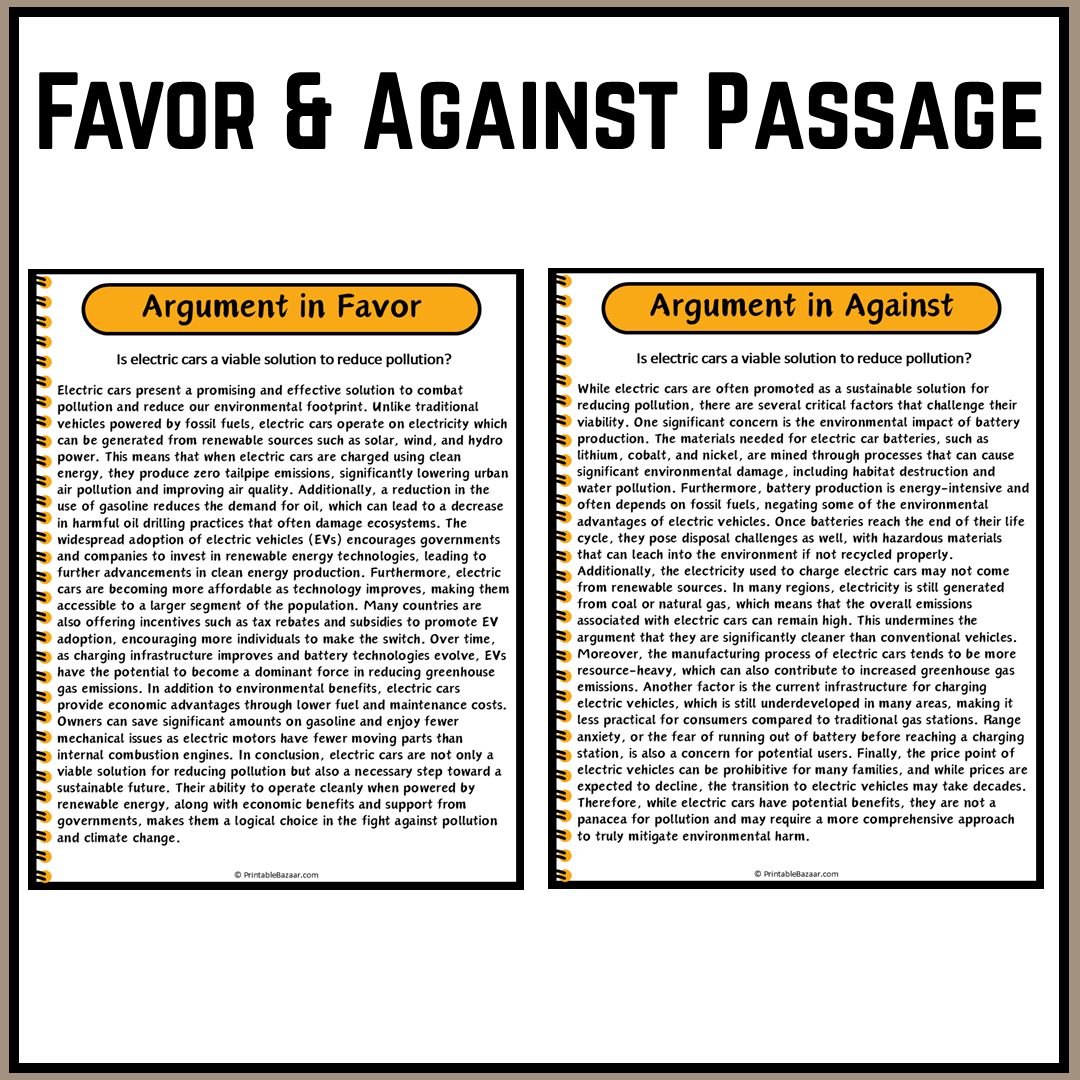 Is electric cars a viable solution to reduce pollution? | Debate Case Study Worksheet