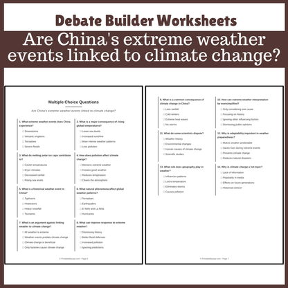 Are China's extreme weather events linked to climate change? | Favour and Against Worksheet Printable Activity