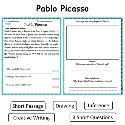 Pablo Picasso | Short Reading Comprehension Creative Worksheet