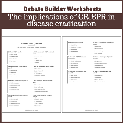 The implications of CRISPR in disease eradication | Favour and Against Worksheet Printable Activity