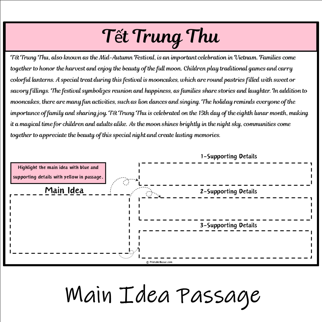 Tết Trung Thu | Main Idea and Supporting Details Reading Passage and Questions