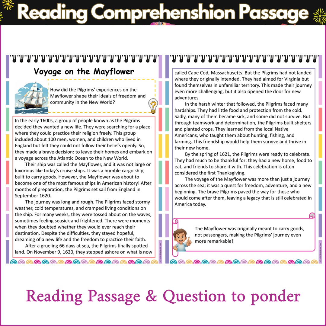 Voyage on the Mayflower | Reading Comprehension Passage and Questions