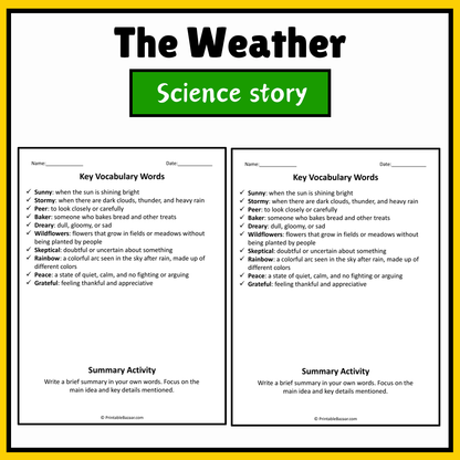 The Weather | Science Story Reading Comprehension Activity