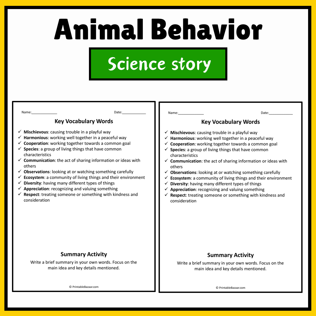 Animal Behavior | Science Story Reading Comprehension Activity
