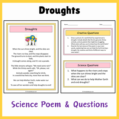 Droughts | Science Poem Reading Comprehension Activity