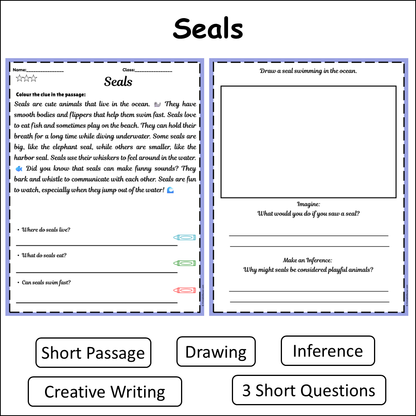 Seals | Short Reading Comprehension Creative Worksheet