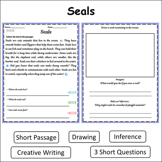 Seals | Short Reading Comprehension Creative Worksheet