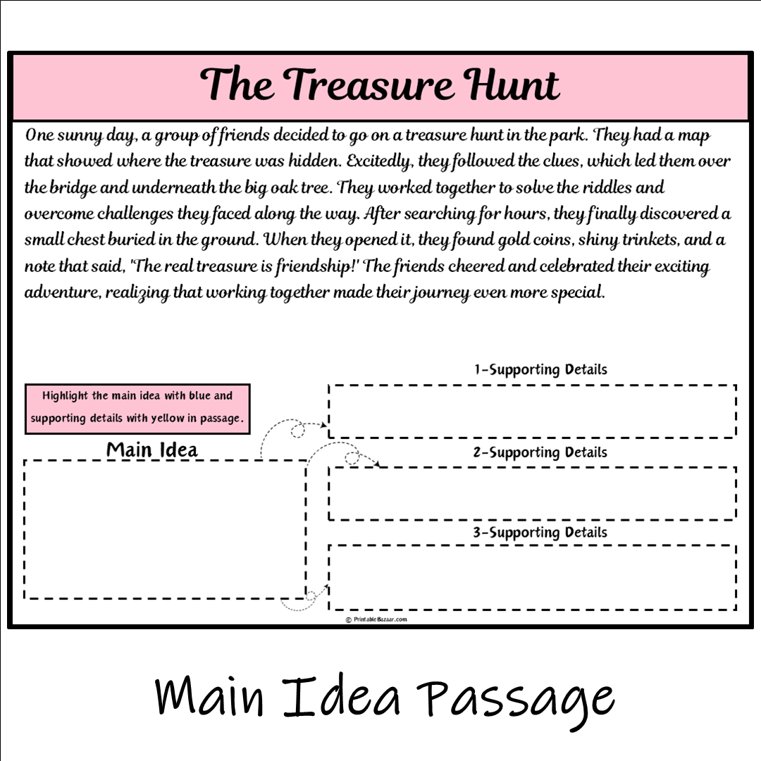 The Treasure Hunt | Main Idea and Supporting Details Reading Passage and Questions