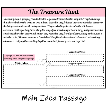 The Treasure Hunt | Main Idea and Supporting Details Reading Passage and Questions