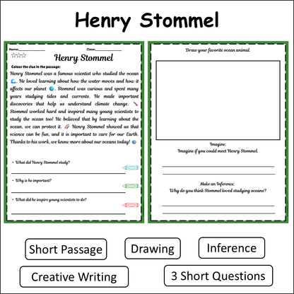 Henry Stommel | Short Reading Comprehension Creative Worksheet