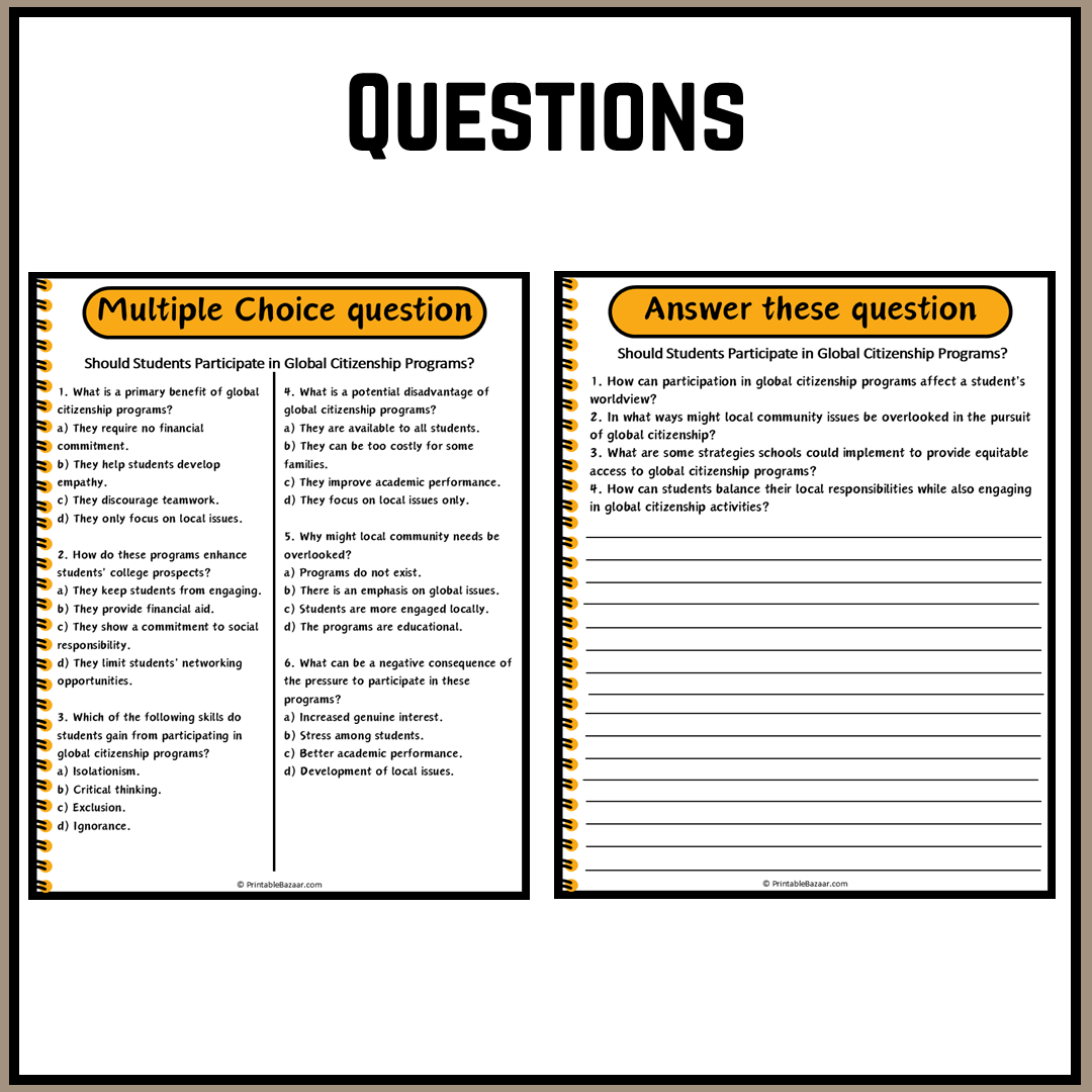 Should Students Participate in Global Citizenship Programs? | Debate Case Study Worksheet