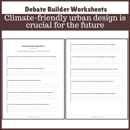 Climate-friendly urban design is crucial for the future | Favour and Against Worksheet Printable Activity