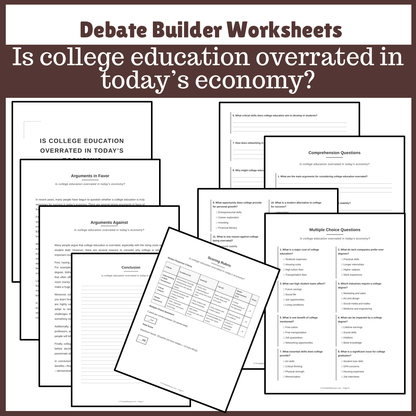 Is college education overrated in today’s economy? | Favour and Against Worksheet Printable Activity