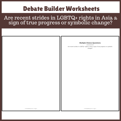 Are recent strides in LGBTQ+ rights in Asia a sign of true progress or symbolic change? | Favour and Against Worksheet Printable Activity