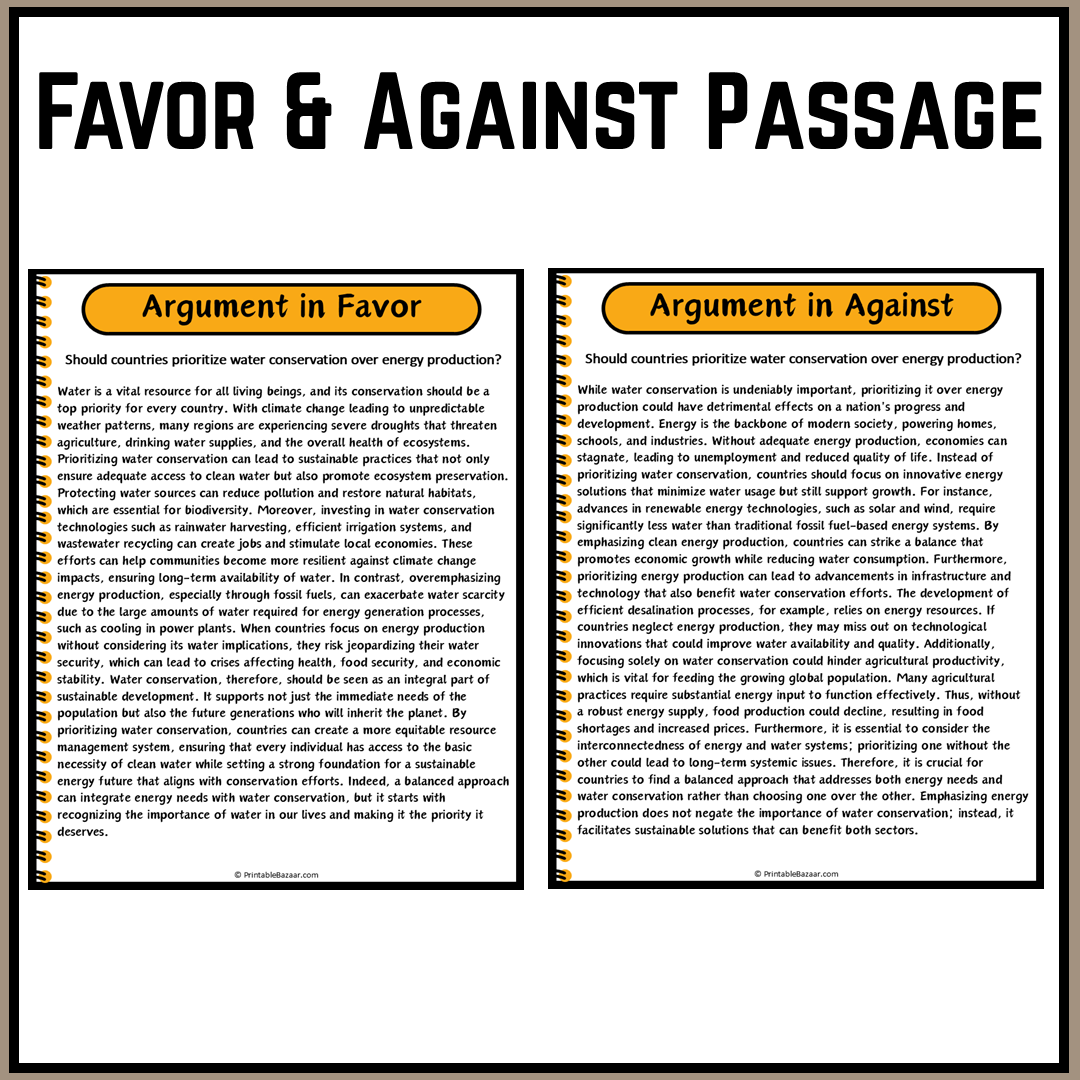 Should countries prioritize water conservation over energy production? | Debate Case Study Worksheet