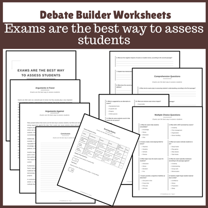 Exams are the best way to assess students | Favour and Against Worksheet Printable Activity