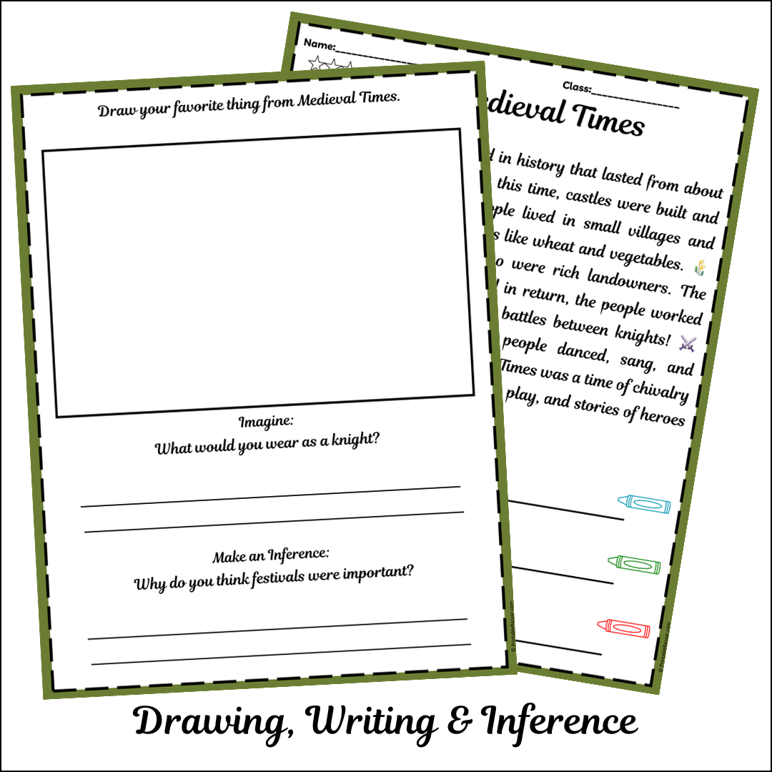 Medieval Times | Short Reading Comprehension Creative Worksheet