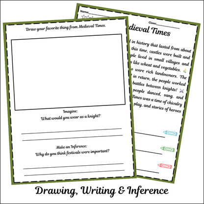 Medieval Times | Short Reading Comprehension Creative Worksheet