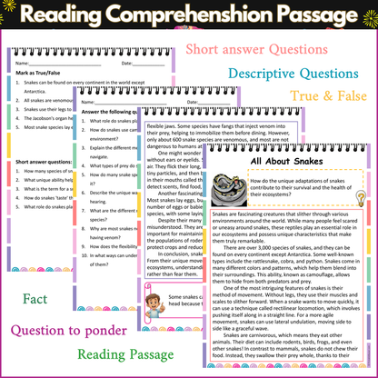 All About Snakes | Reading Comprehension Passage and Questions