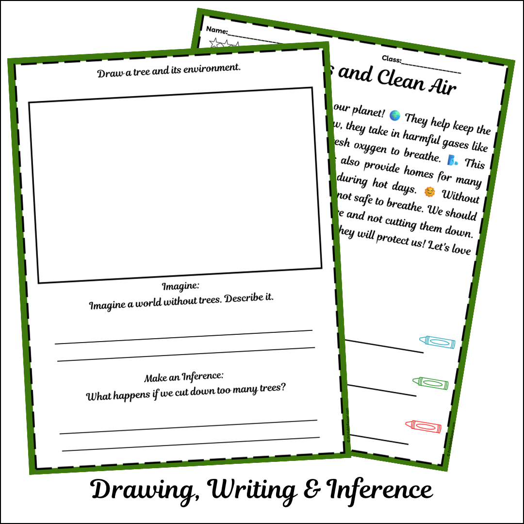 Trees and Clean Air | Short Reading Comprehension Creative Worksheet