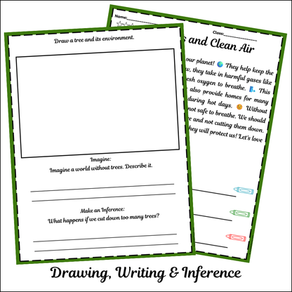 Trees and Clean Air | Short Reading Comprehension Creative Worksheet