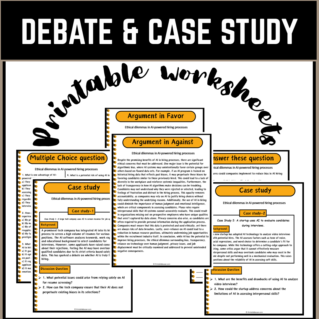 Ethical dilemmas in AI-powered hiring processes | Debate Case Study Worksheet