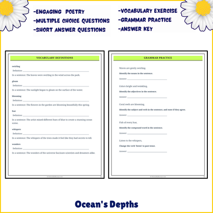 Ocean's Depths | Poem Grammar Worksheet Printable Activity