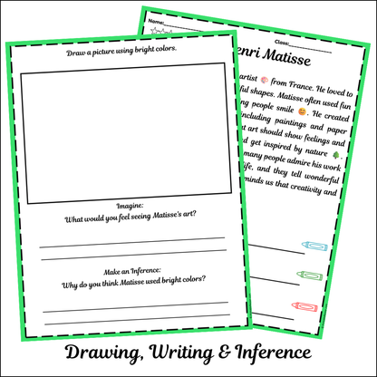 Henri Matisse | Short Reading Comprehension Creative Worksheet