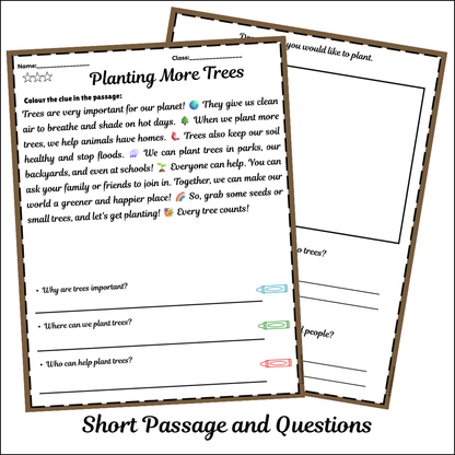 Planting More Trees | Short Reading Comprehension Creative Worksheet