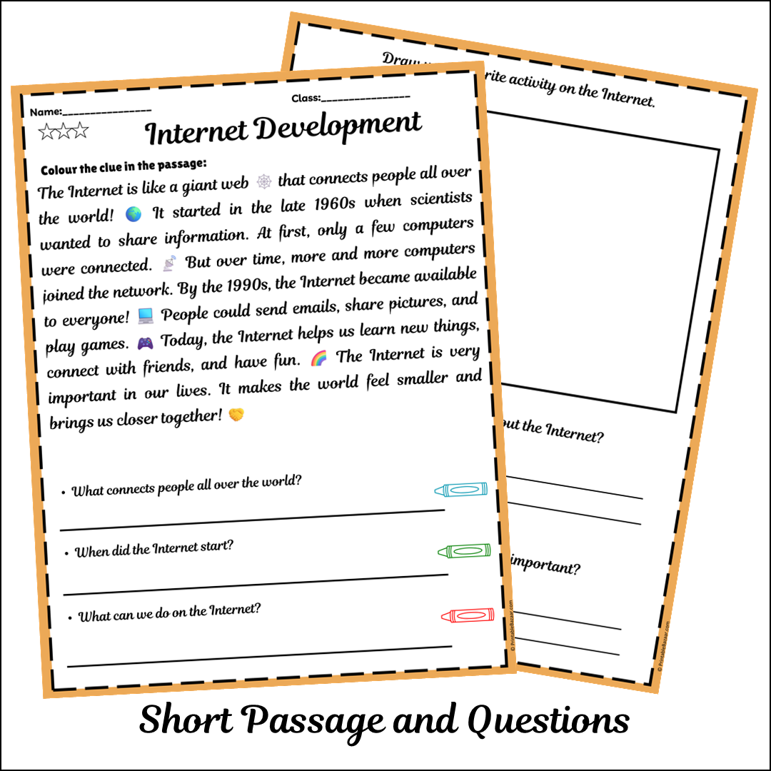 Internet Development | Short Reading Comprehension Creative Worksheet