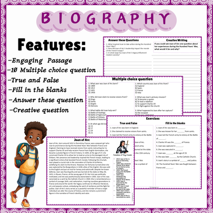 Joan of Arc | Biography Reading Comprehension and Questions Worksheet