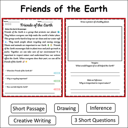 Friends of the Earth | Short Reading Comprehension Creative Worksheet