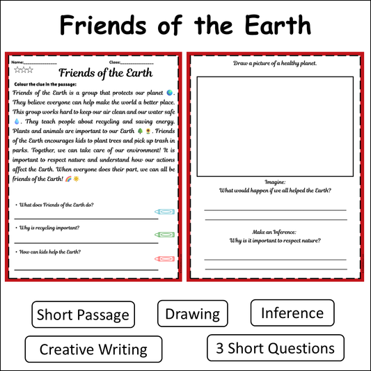 Friends of the Earth | Short Reading Comprehension Creative Worksheet
