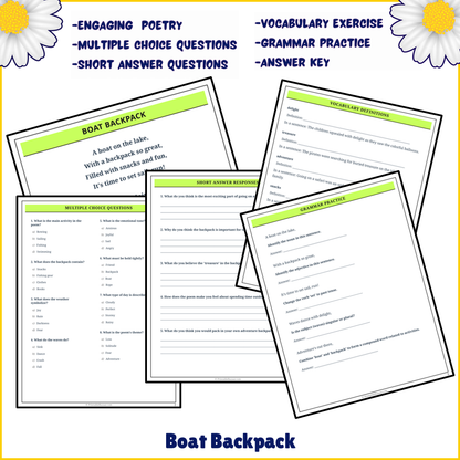 Boat Backpack | Poem Grammar Worksheet Printable Activity