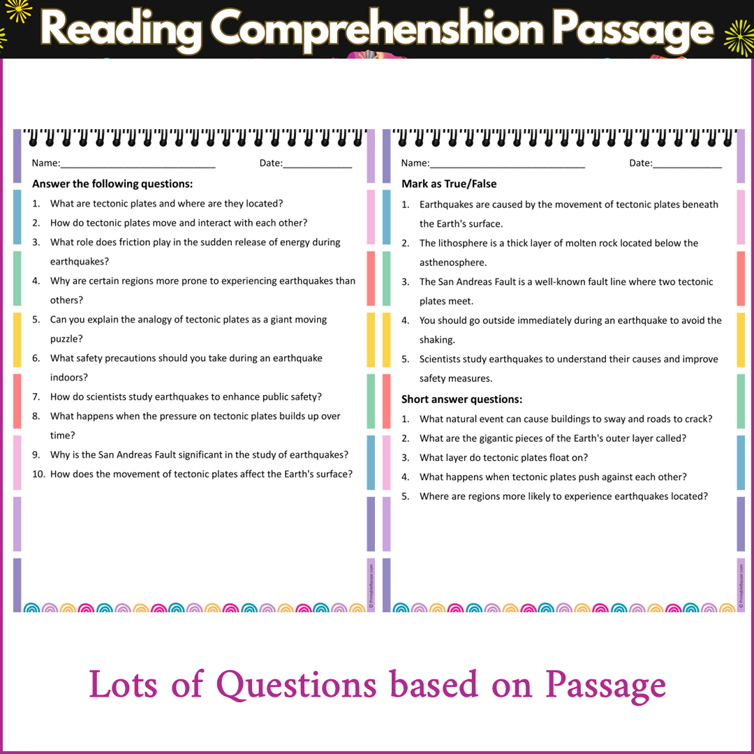 Tectonic Plates and Earthquakes | Reading Comprehension Passage and Questions