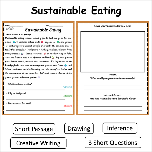 Sustainable Eating | Short Reading Comprehension Creative Worksheet