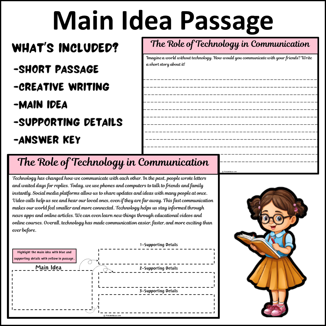 The Role of Technology in Communication | Main Idea and Supporting Details Reading Passage and Questions