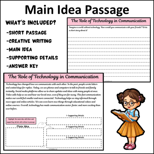 The Role of Technology in Communication | Main Idea and Supporting Details Reading Passage and Questions