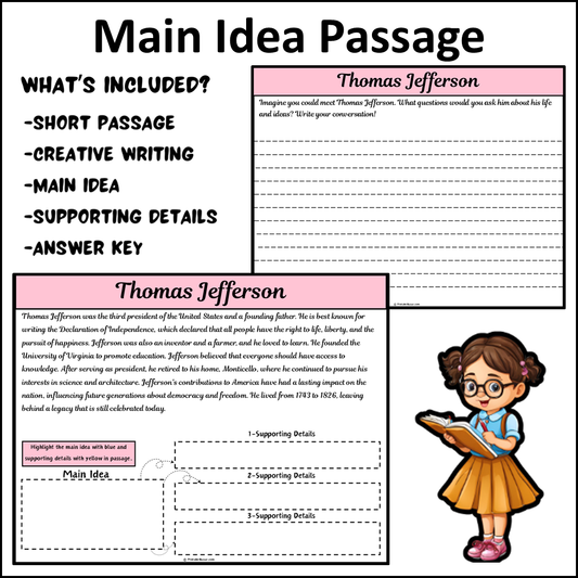 Thomas Jefferson | Main Idea and Supporting Details Reading Passage and Questions