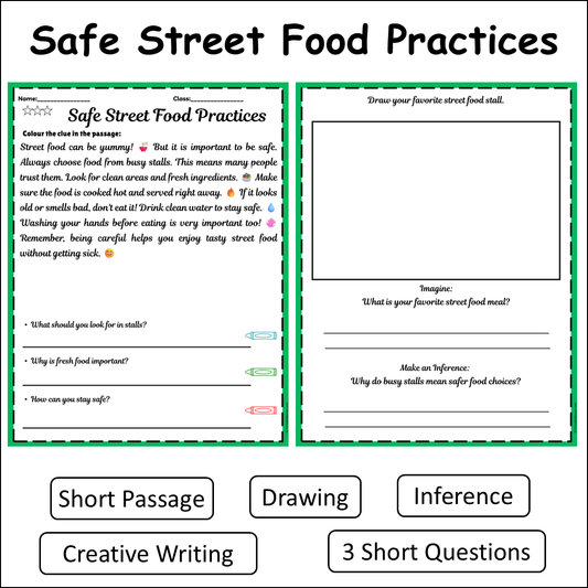 Safe Street Food Practices | Short Reading Comprehension Creative Worksheet