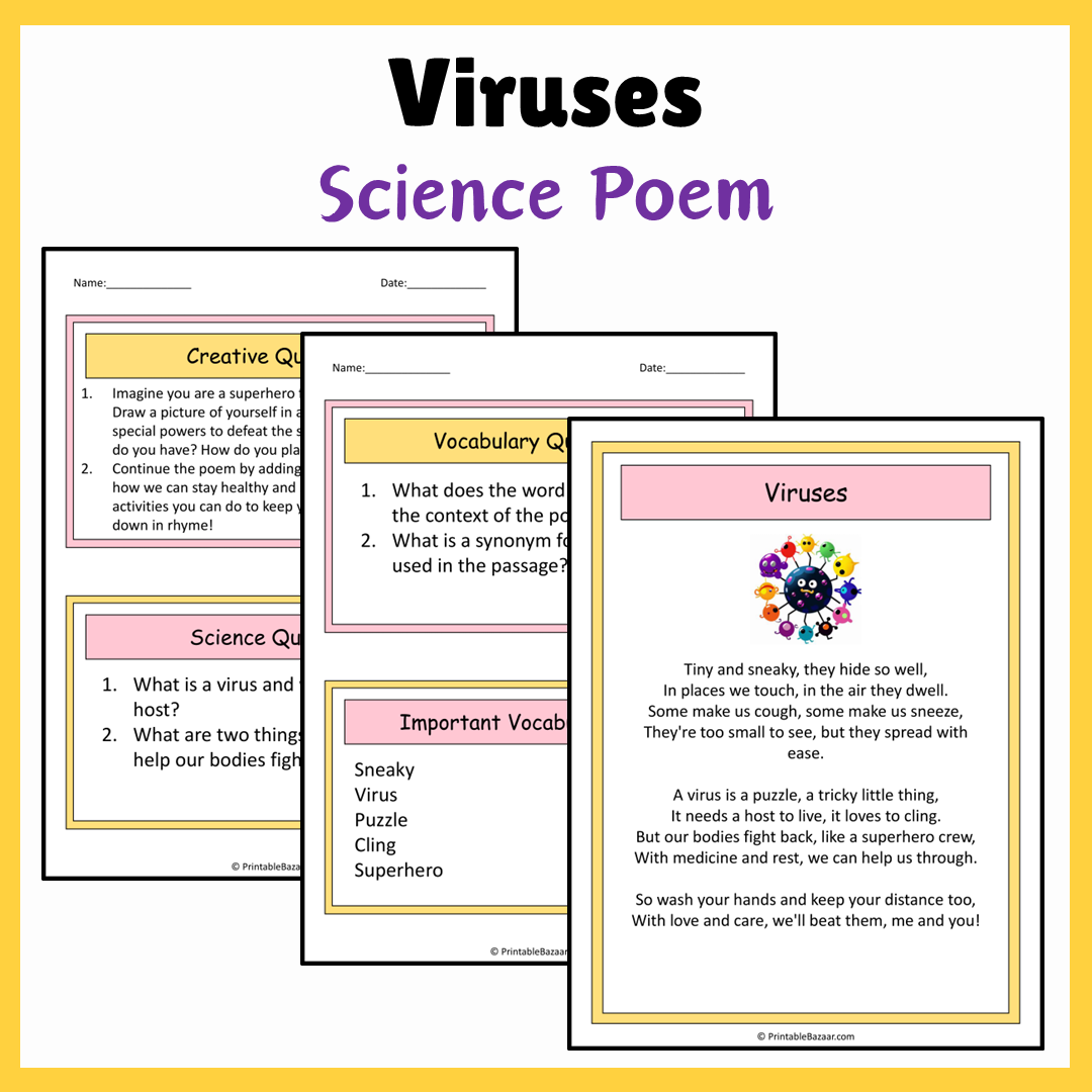 Viruses | Science Poem Reading Comprehension Activity