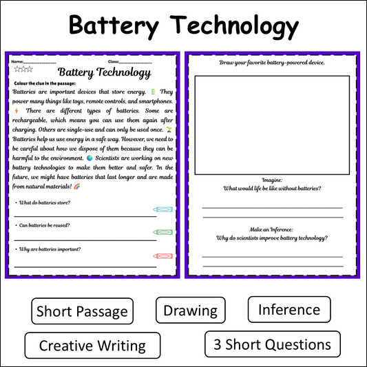 Battery Technology | Short Reading Comprehension Creative Worksheet