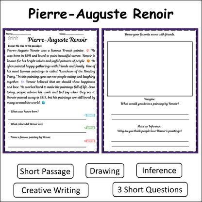 Pierre-Auguste Renoir | Short Reading Comprehension Creative Worksheet