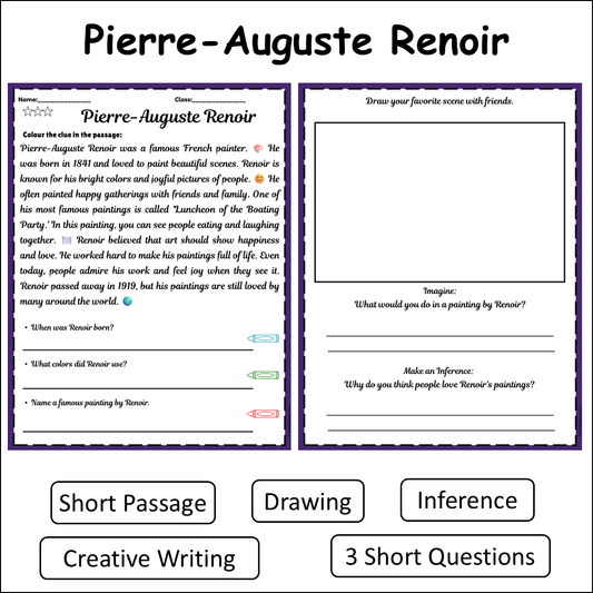 Pierre-Auguste Renoir | Short Reading Comprehension Creative Worksheet