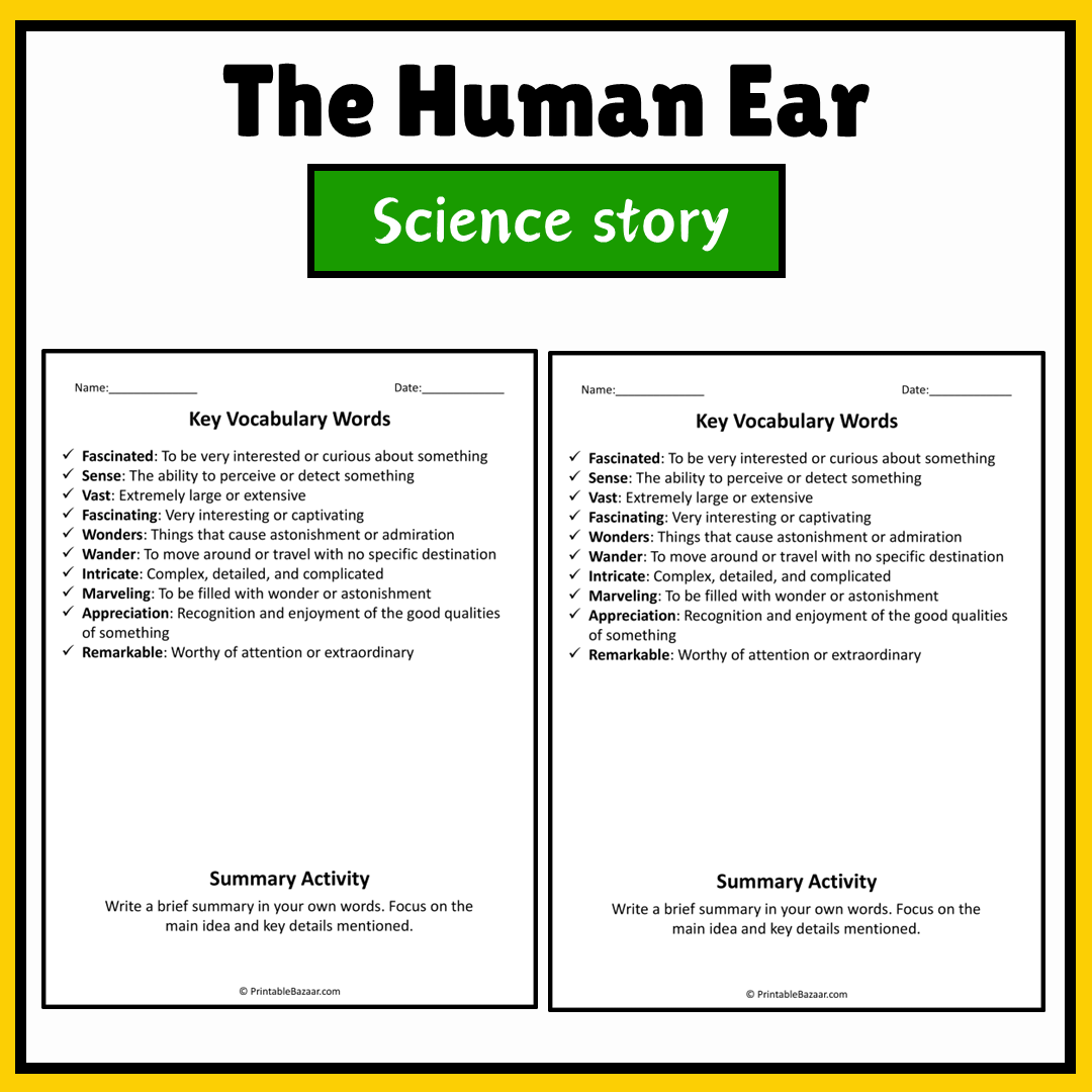 The Human Ear | Science Story Reading Comprehension Activity