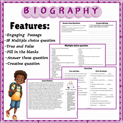 Louis Vuitton | Biography Reading Comprehension and Questions Worksheet