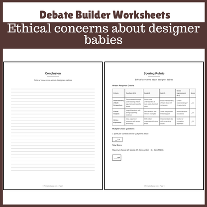 Ethical concerns about designer babies | Favour and Against Worksheet Printable Activity