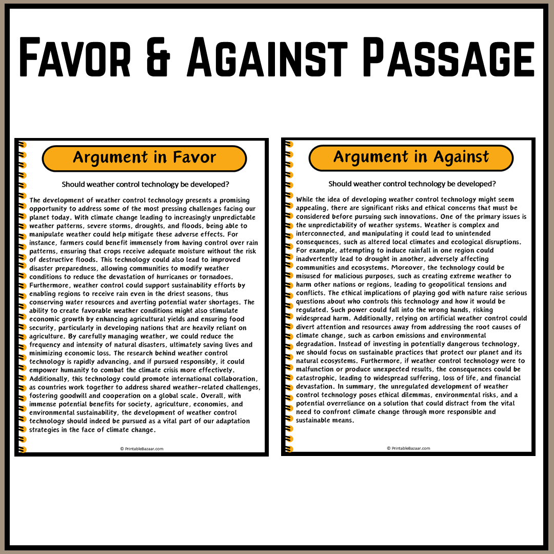 Should weather control technology be developed? | Debate Case Study Worksheet