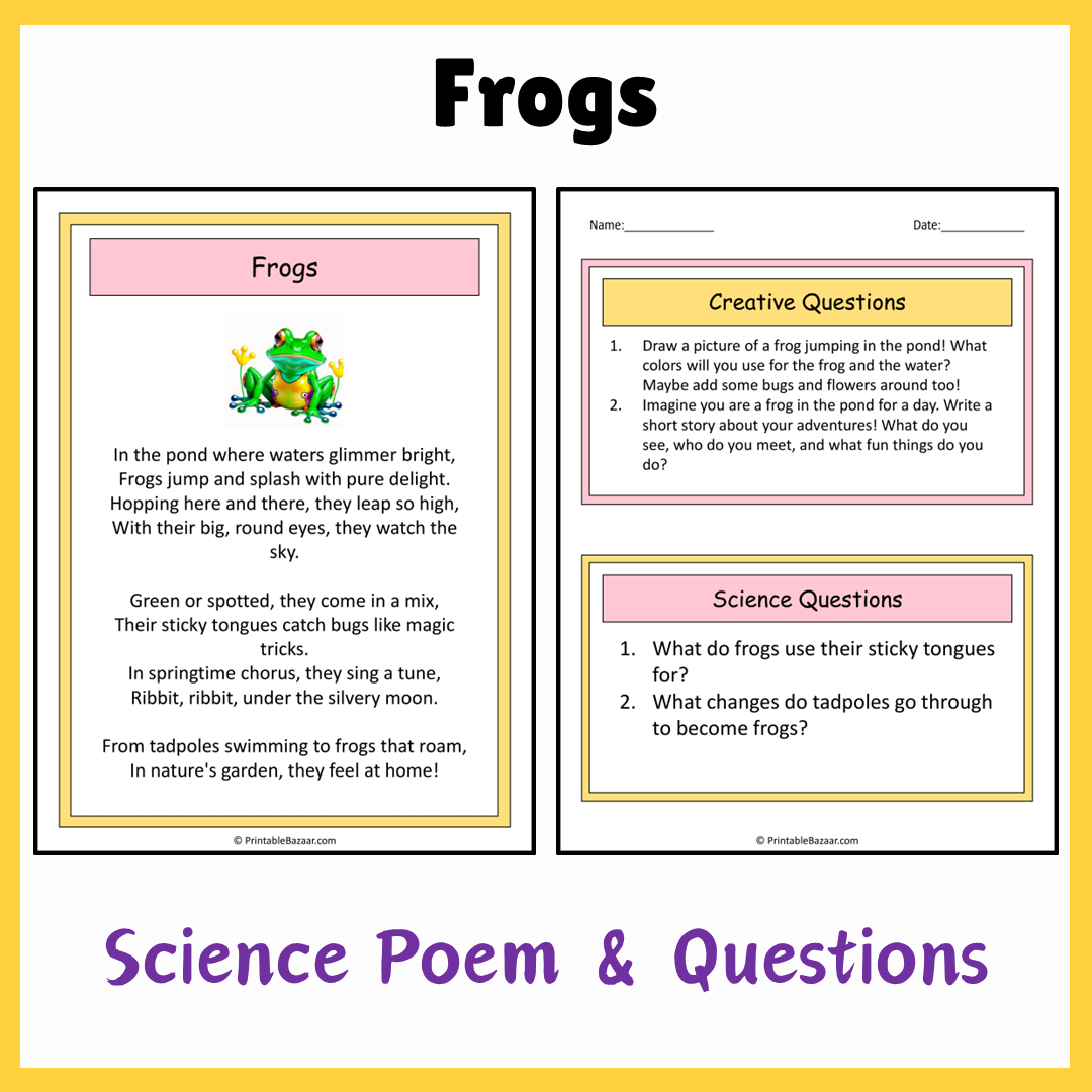 Frogs | Science Poem Reading Comprehension Activity