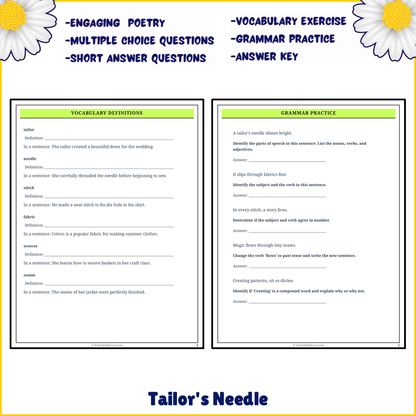 Tailor's Needle | Poem Grammar Worksheet Printable Activity